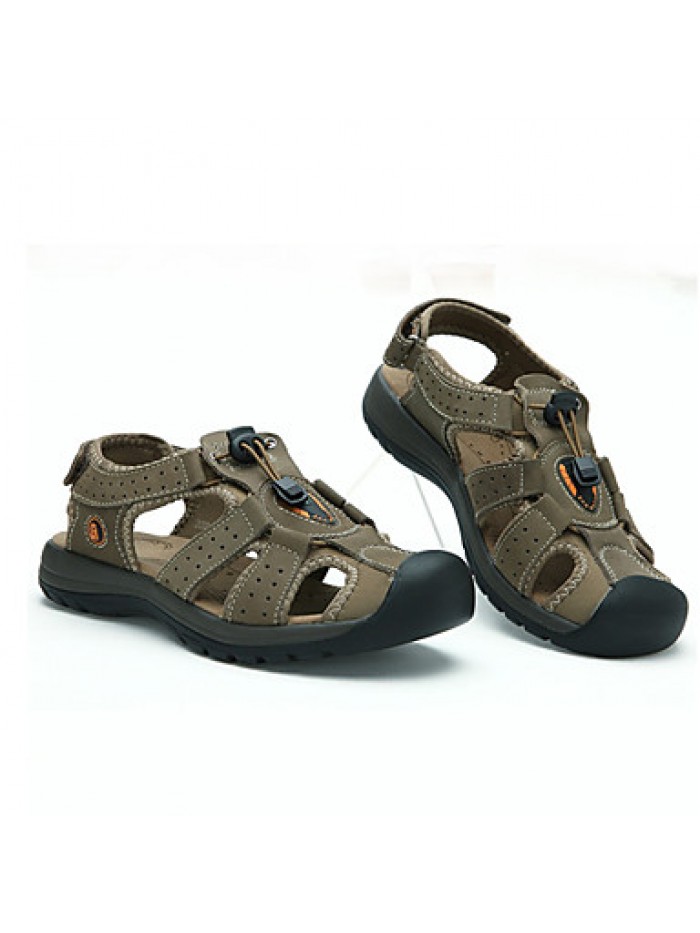 Men's Shoes Outdoor / Casual Leather Sandals Brown / Khaki