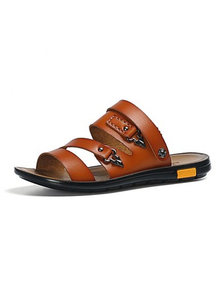 Men's Shoes Outdoor / Athletic / Casual Nappa Leather Sandals Black / Brown