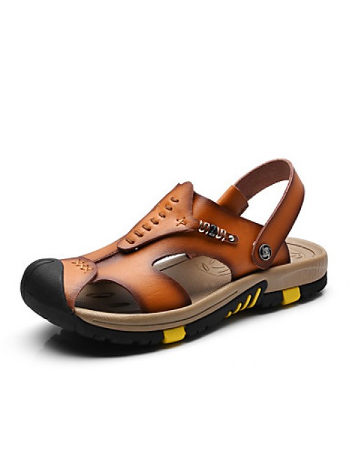 Men's Genuine Leather Slippers Outdoor Flip-Flops ...