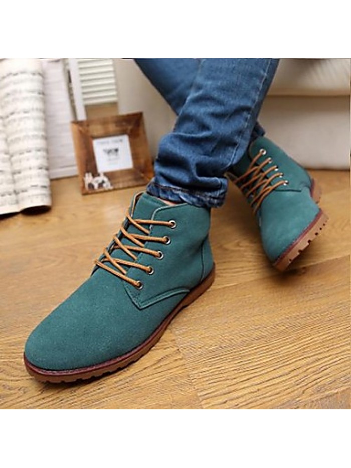 Shoes Leatherette Casual Boots Casual Flat Heel Lace-up Black / Blue / Yellow / Green