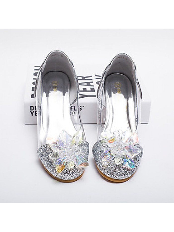 Girls Cinderella Glass Slipper Princess Crystal Shoes Soft Bottom Dress shoes Leather Princess Shoes Performance shoes