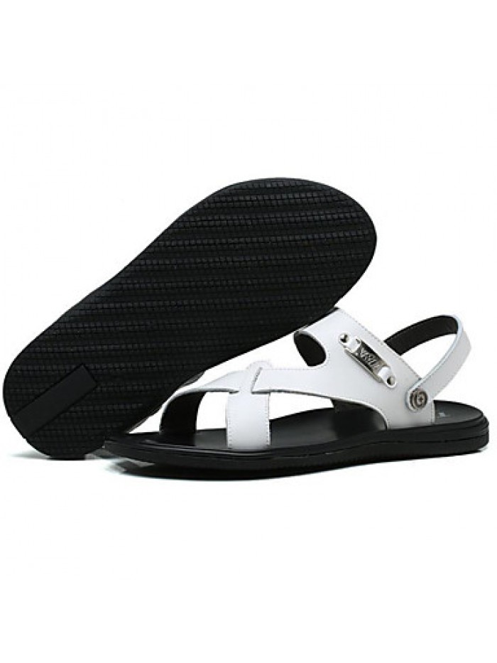 Men's Shoes Outdoor / Office & Career / Work & Duty / Athletic / Dress / Casual Nappa Leather Sandals Black / White