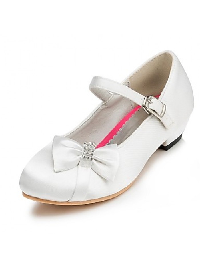 Girl's Spring / Summer / Fall / Winter Comfort Satin Wedding Flat Heel Bowknot Pink / Red / Ivory / White