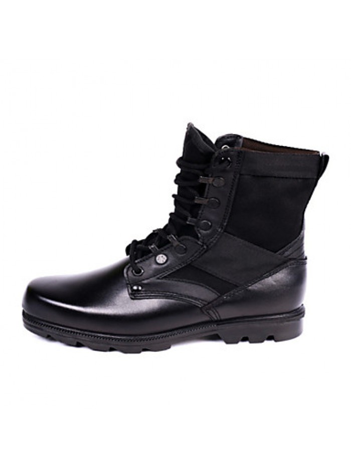 Shoes Leather / Canvas Outdoor / Athletic Boots Outdoor / Athletic Flat Heel Lace-up Black