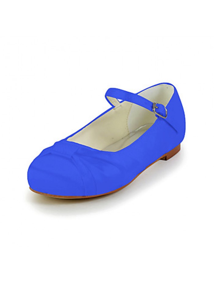 Girl's Flats Spring / Summer / Fall Comfort Satin / Stretch Satin Wedding Flat Heel Bowknot / BuckleBlack / Blue / Pink / Purple / Red /