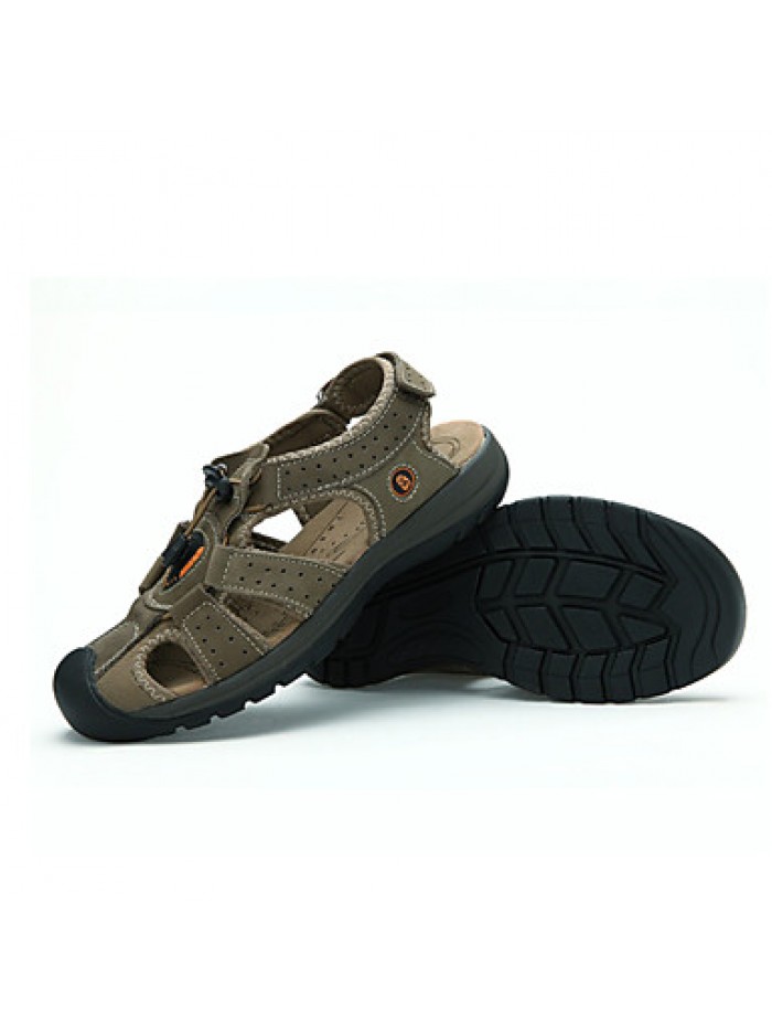 Men's Shoes Outdoor / Casual Leather Sandals Brown / Khaki