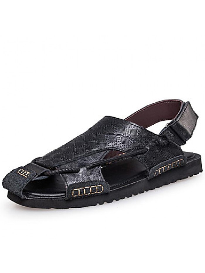 Men's Shoes Outdoor / Office & Career / Athletic / Dress /Casual Nappa Leather Sandals Big Size Black / Brown