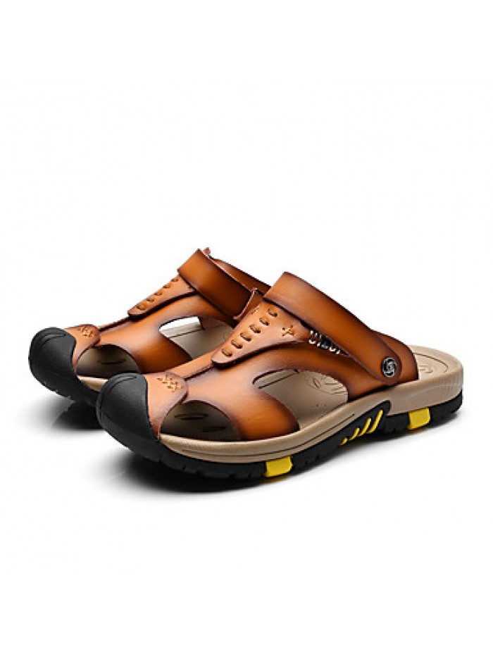 Men's Genuine Leather Slippers Outdoor Flip-Flops Comfortable Sandals