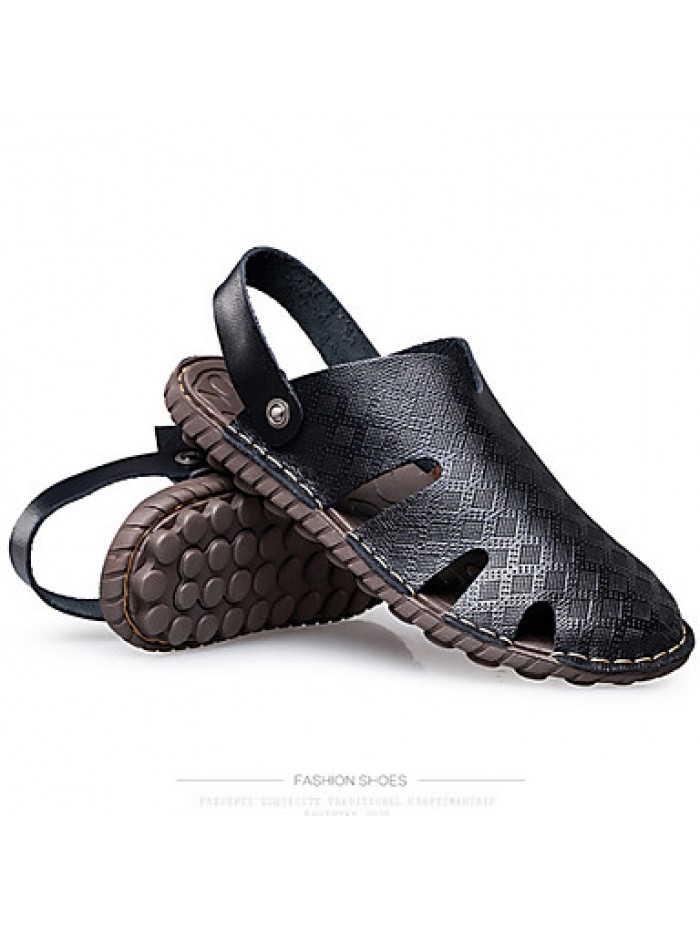 Men's Shoes Outdoor / Office & Career / Athletic / Dress / Casual Nappa Leather Sandals Big Size Black / Brown