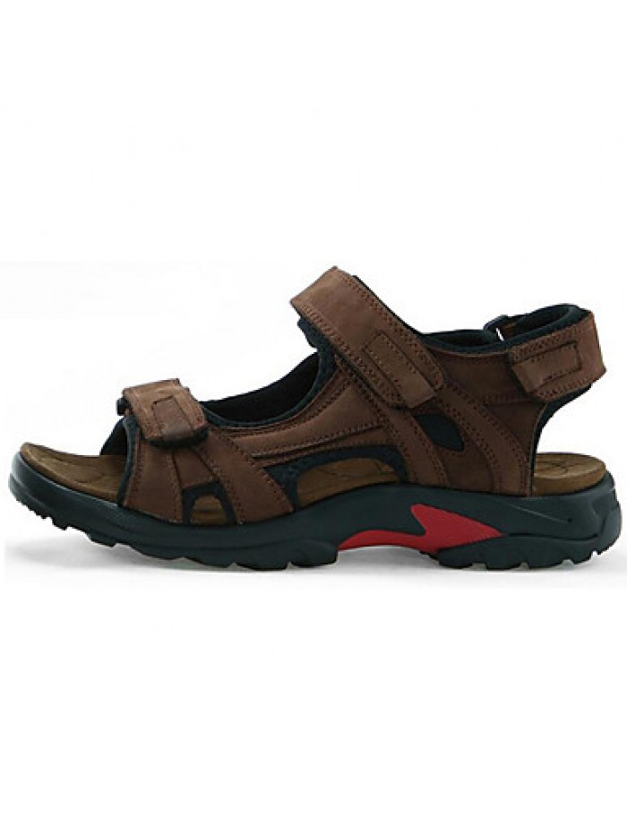 Men's Shoes Outdoor / Office & Career / Athletic / Dress / Casual Leather Sandals / Flip-Flops Big Size Taupe