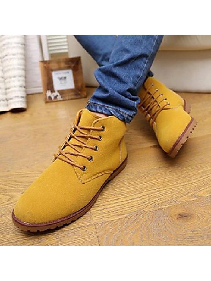 Shoes Leatherette Casual Boots Casual Flat Heel Lace-up Black / Blue / Yellow / Green