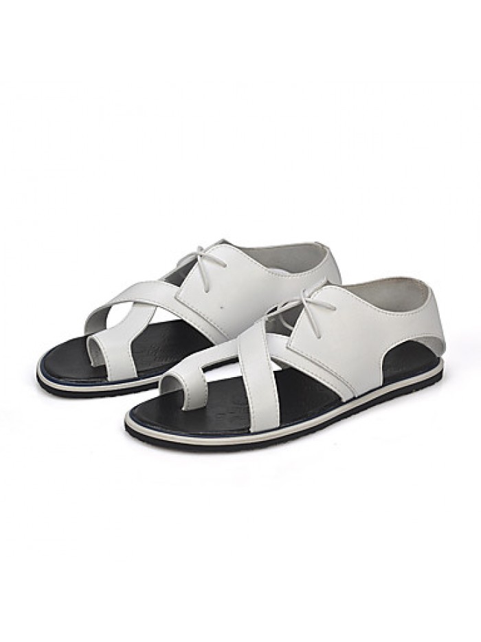 Men's Shoes Casual Leatherette Sandals Black / White