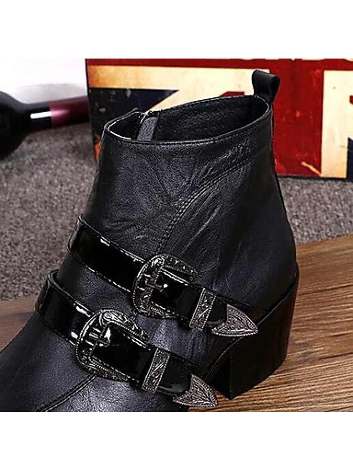 Shoes Limited Edition Pure Handmade Outdoor / PartyEvening Leather Fashion Boots Black