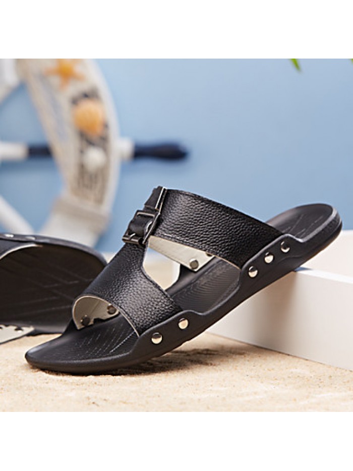 Men's Shoes Outdoor / Office & Career / Casual Leather Sandals Black / Yellow / White