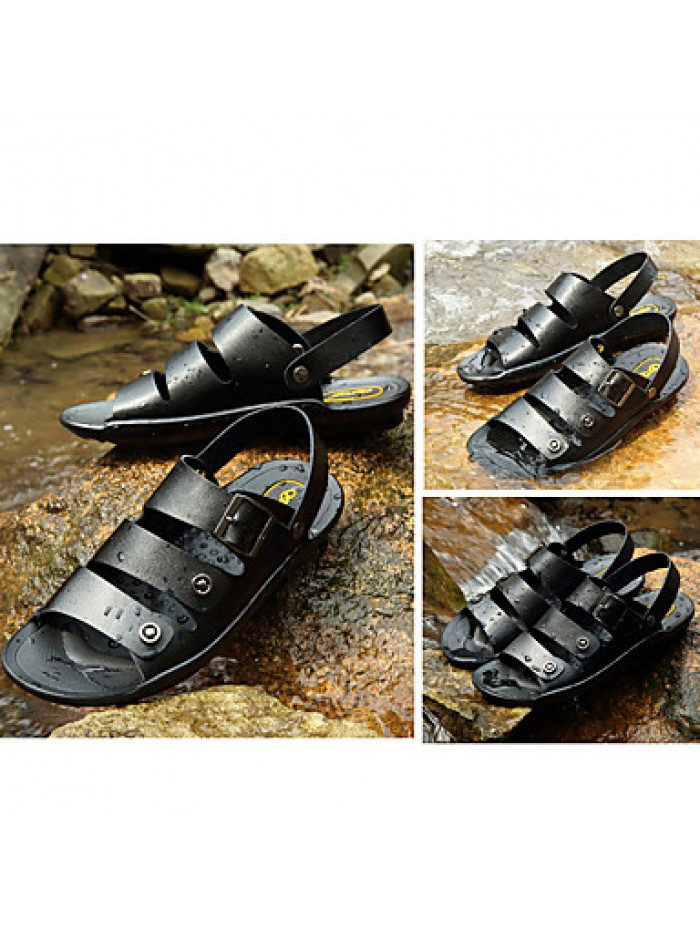 Men's Shoes Outdoor / Office & Career / Athletic / Dress / Casual Leather Sandals Black / Brown / White