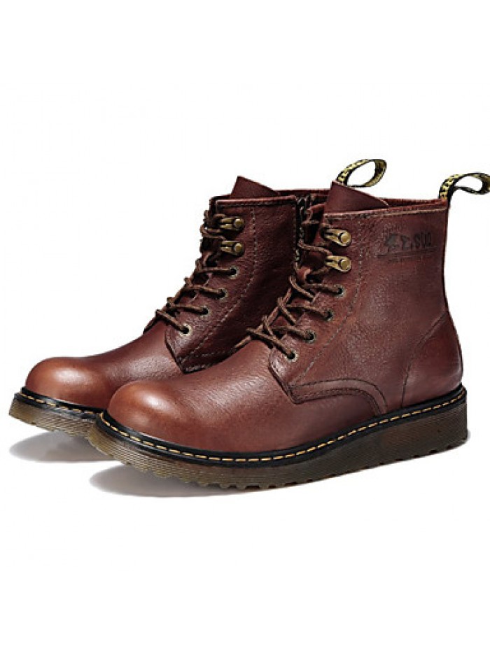 Shoes Outdoor / OfficeCareer / Casual Leather Boots Black / Brown