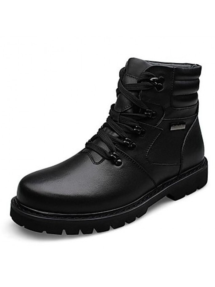 Shoes Leather Casual Boots Casual Low Heel Lace-up Black