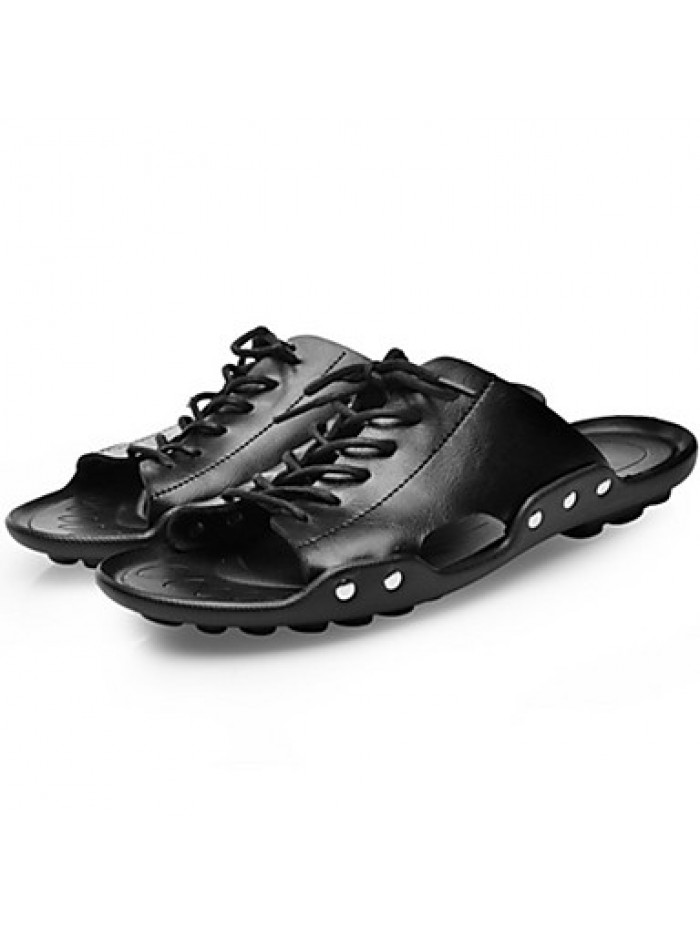 Men's Shoes Outdoor / Athletic / Casual Leather Sandals Black