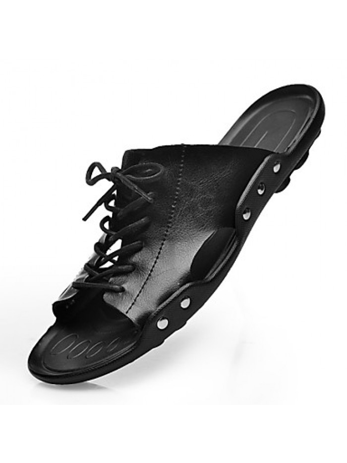 Men's Shoes Outdoor / Athletic / Casual Leather Sandals Black