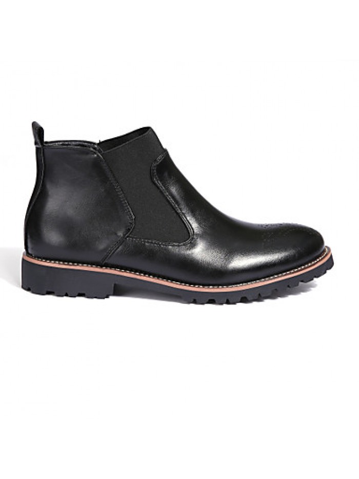 Shoes Leather OfficeCareer / Casual Boots OfficeCareer / Casual Low Heel Split Joint Black / Brown / Burgundy