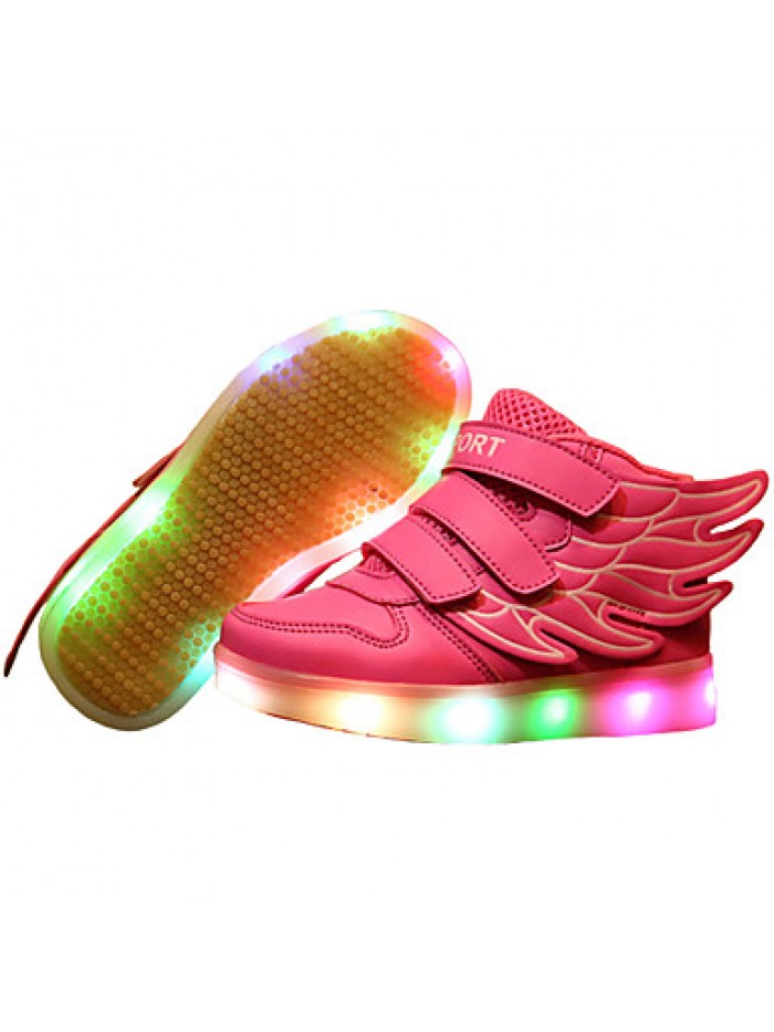 Girl's LED Shoes Sneakers Comfort / Flats Athletic / Casual / Magic Tape / wings / LED Blue / Pink / Red / White