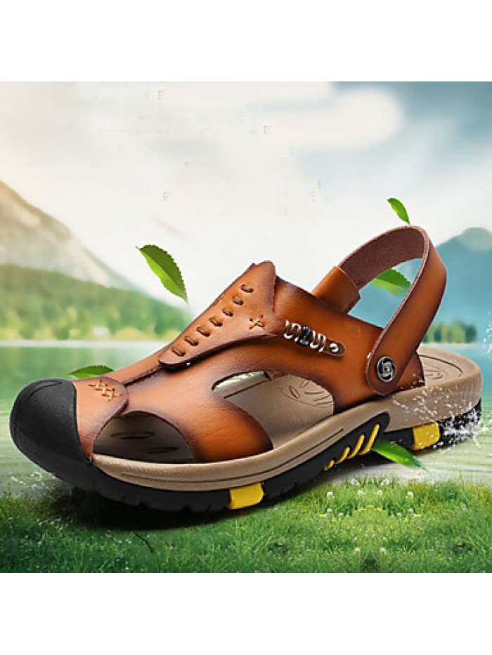 Men's Shoes Outdoor / Office & Career / Athletic / Dress / Casual Nappa Leather Sandals Brown