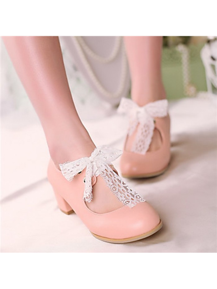 Girls' Shoes Casual Heels/Round ToePumps/Heels Blue/Pink/White