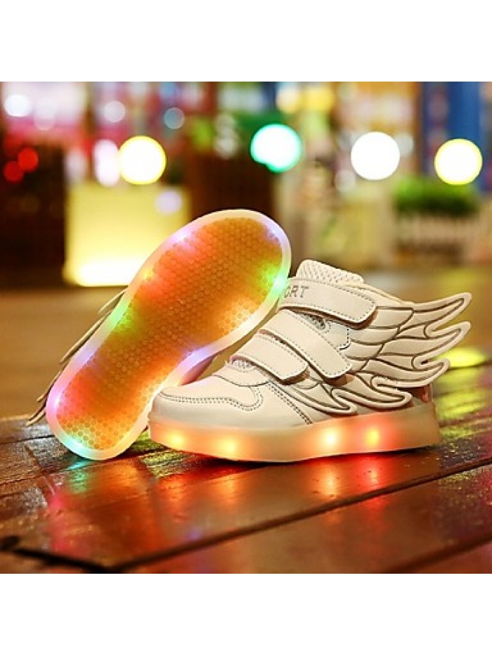 Girl's LED Shoes Sneakers Comfort / Flats Athletic / Casual / Magic Tape / wings / LED Blue / Pink / Red / White