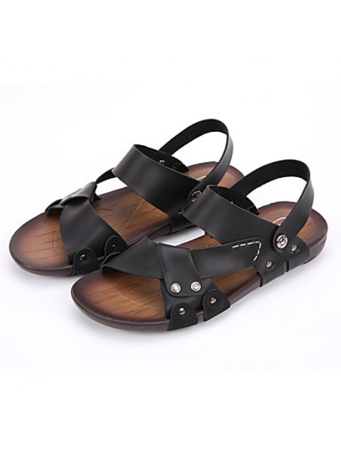 Men's Shoes Casual Leather Sandals Black / Brown