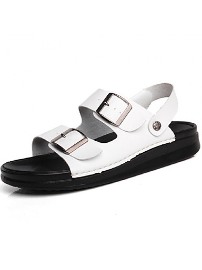 Men's Shoes Outdoor / Office & Career / Work & Duty / Athletic / Casual Nappa Leather Sandals Black / Brown / White