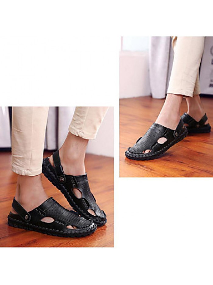 Men's Shoes Outdoor / Office & Career / Athletic / Dress / Casual Nappa Leather Sandals Black / Brown