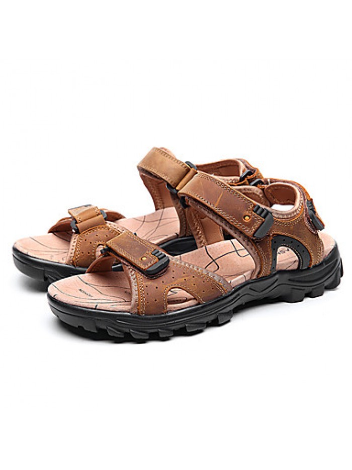 Men's Shoes Outdoor / Office & Career /Work & Duty / Athletic / Dress / Casual Nappa Leather Sandals Black/Brown