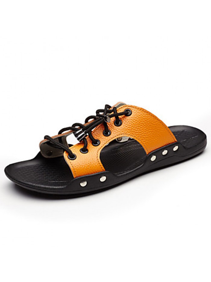 Men's Shoes Outdoor / Office & Career / Casual Leather Sandals Black / Yellow / White