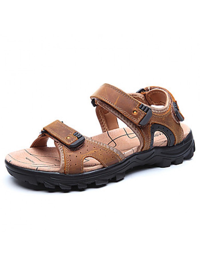 Men's Shoes Outdoor / Office & Career /Work & Duty / Athletic / Dress / Casual Nappa Leather Sandals Black/Brown