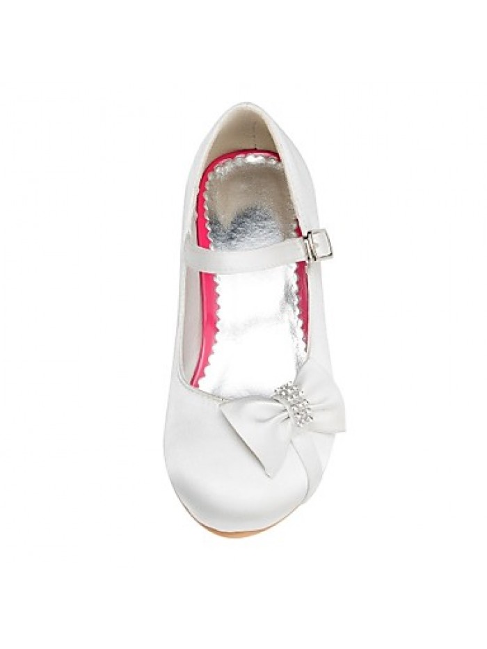 Girl's Spring / Summer / Fall / Winter Comfort Satin Wedding Flat Heel Bowknot Pink / Red / Ivory / White