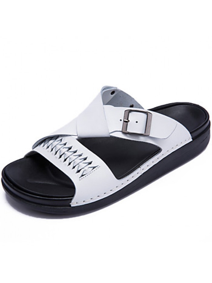 Men's Shoes Outdoor / Office & Career / Athletic / Dress / Casual Nappa Leather Slippers Black / White