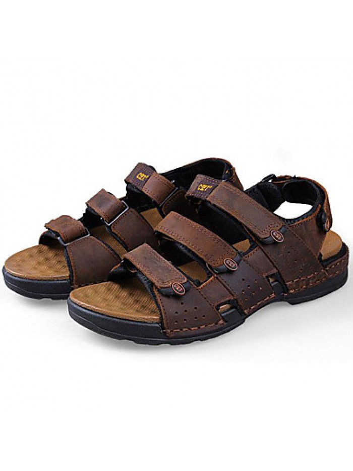 Men's Shoes Outdoor / Office & Career / Athletic / Dress / Casual Nappa Leather Sandals Black / Brown