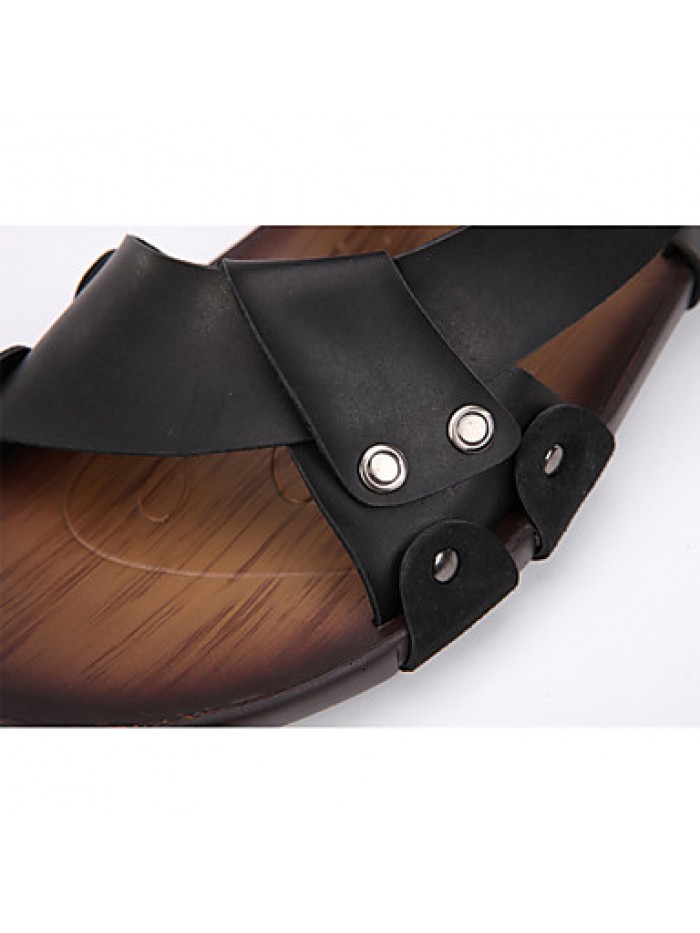 Men's Shoes Casual Leather Sandals Black / Brown