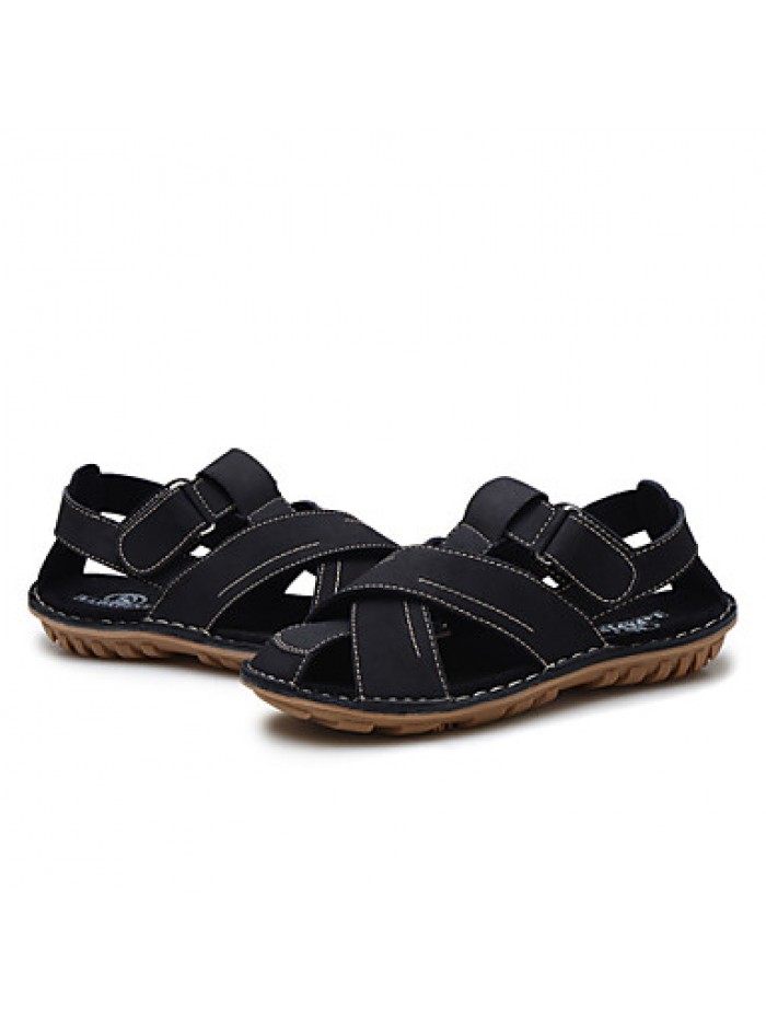 Men's Shoes Outdoor / Office & Career / Casual Leather Sandals Black / Brown