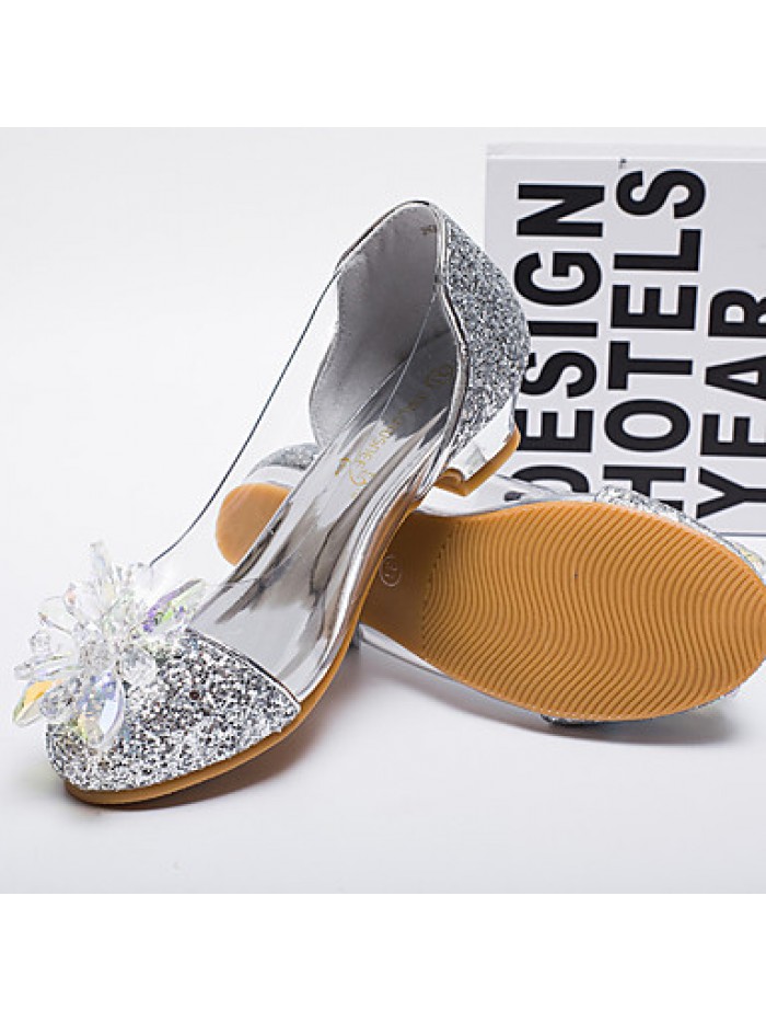 Girls Cinderella Glass Slipper Princess Crystal Shoes Soft Bottom Dress shoes Leather Princess Shoes Performance shoes