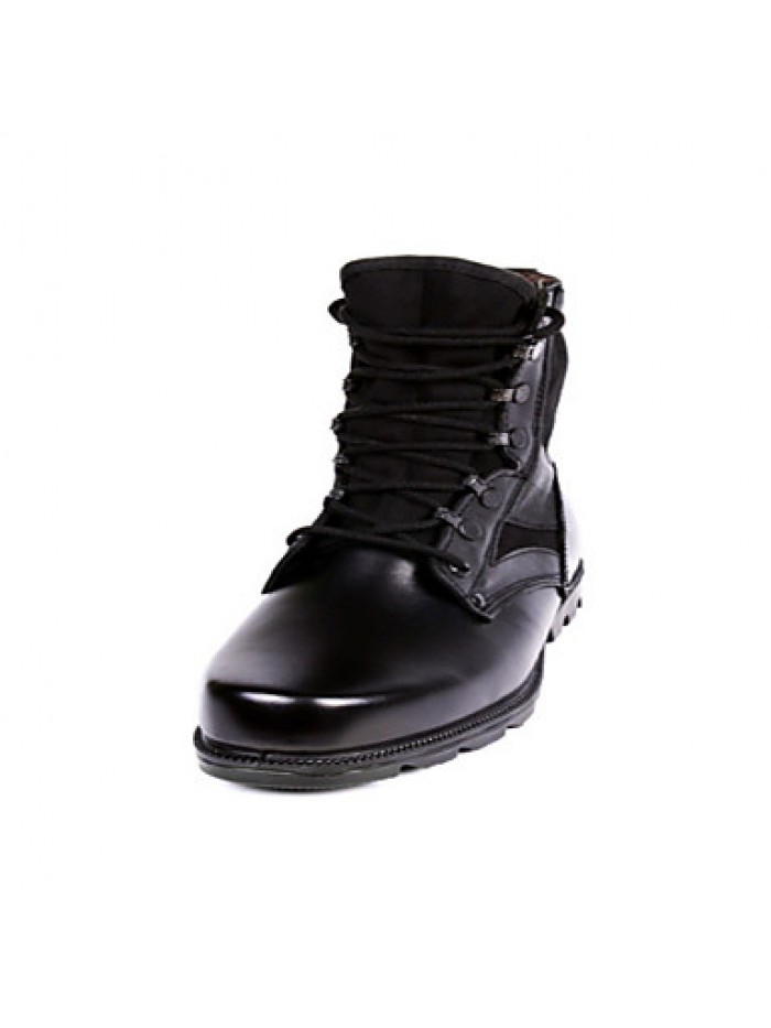 Shoes Leather / Canvas Outdoor / Athletic Boots Outdoor / Athletic Flat Heel Lace-up Black