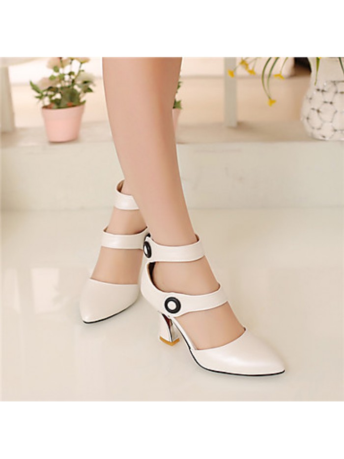 Women's / Girl's Heels Summer / Fall Heels Leatherette Dress Kitten Heel Buckle / Others Pink / Red / White