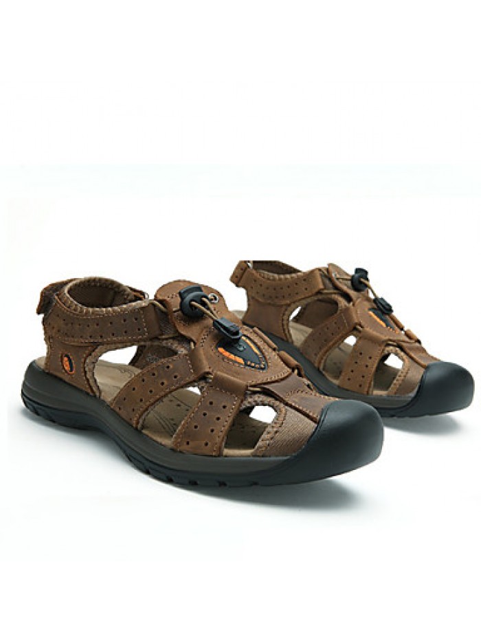 Men's Shoes Outdoor / Casual Leather Sandals Brown / Khaki