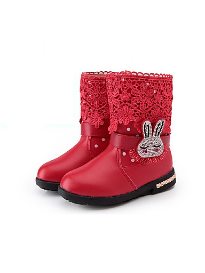 Girl's Boots Spring / Fall Combat Boots Synthetic Casual Flat Heel Zipper Pink / Red Others