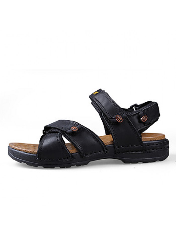 Men's Shoes Outdoor / Office & Career / Athletic / Dress / Casual Nappa Leather Sandals Black / Brown