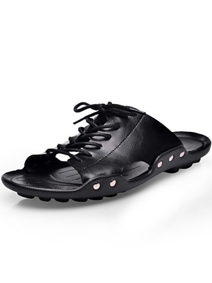 Men's Shoes Outdoor / Athletic / Casual Leather Sandals Black