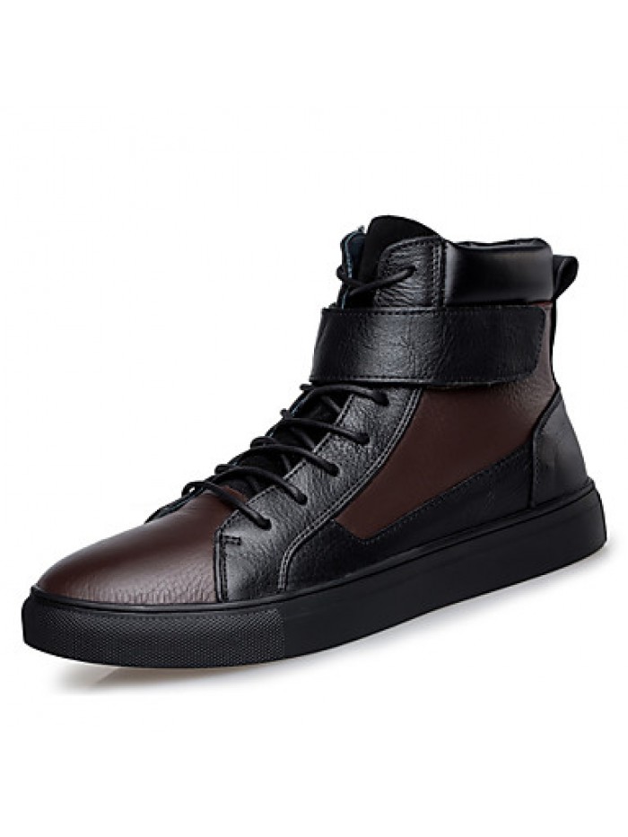 Shoes Casual Leather Boots Black / Brown