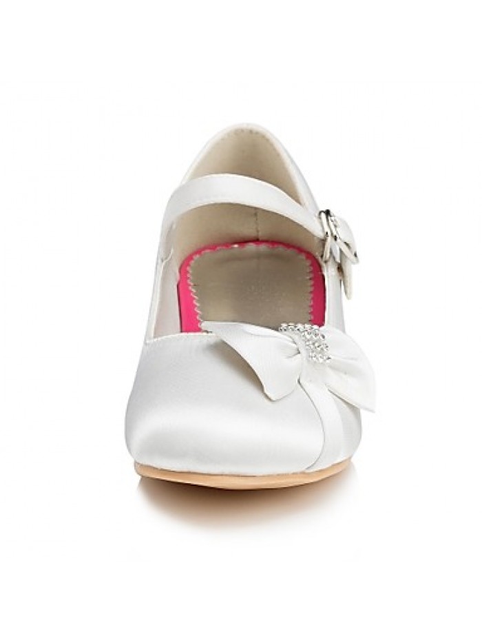 Girl's Spring / Summer / Fall / Winter Comfort Satin Wedding Flat Heel Bowknot Pink / Red / Ivory / White