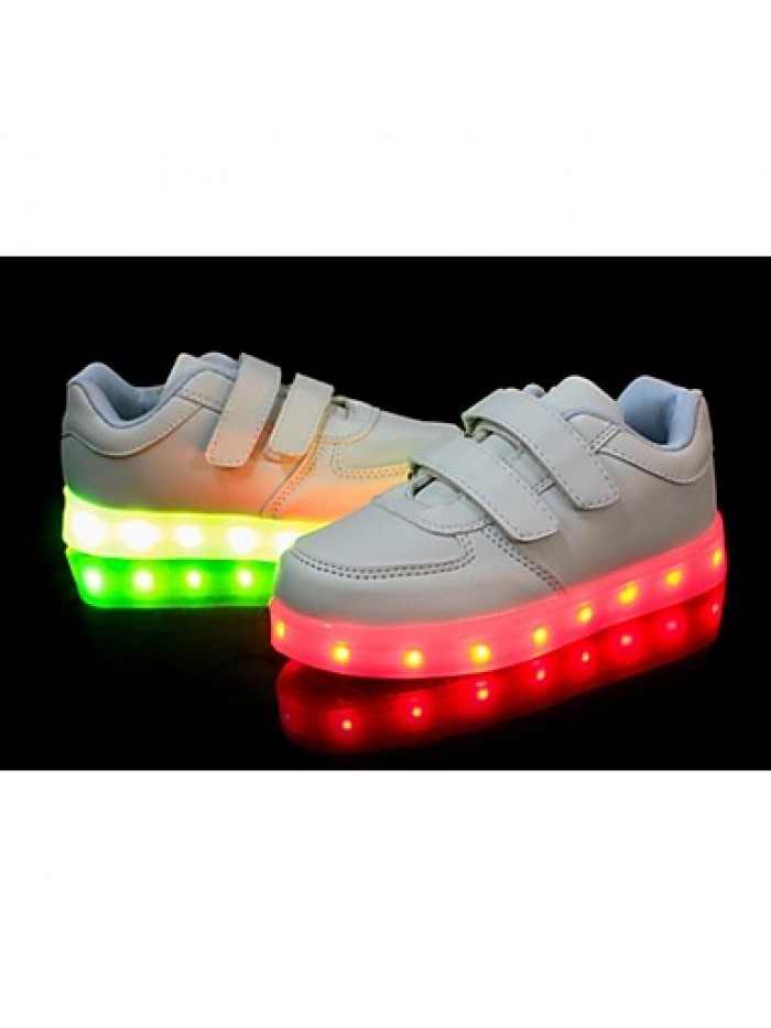 Girl's LED'S Shoes Sneakers Comfort / Flats Party / Athletic / Casual Flat Heel Magic Tape / LED Black / White