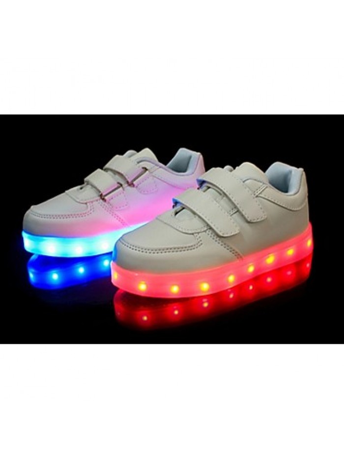 Girl's LED'S Shoes Sneakers Comfort / Flats Party / Athletic / Casual Flat Heel Magic Tape / LED Black / White